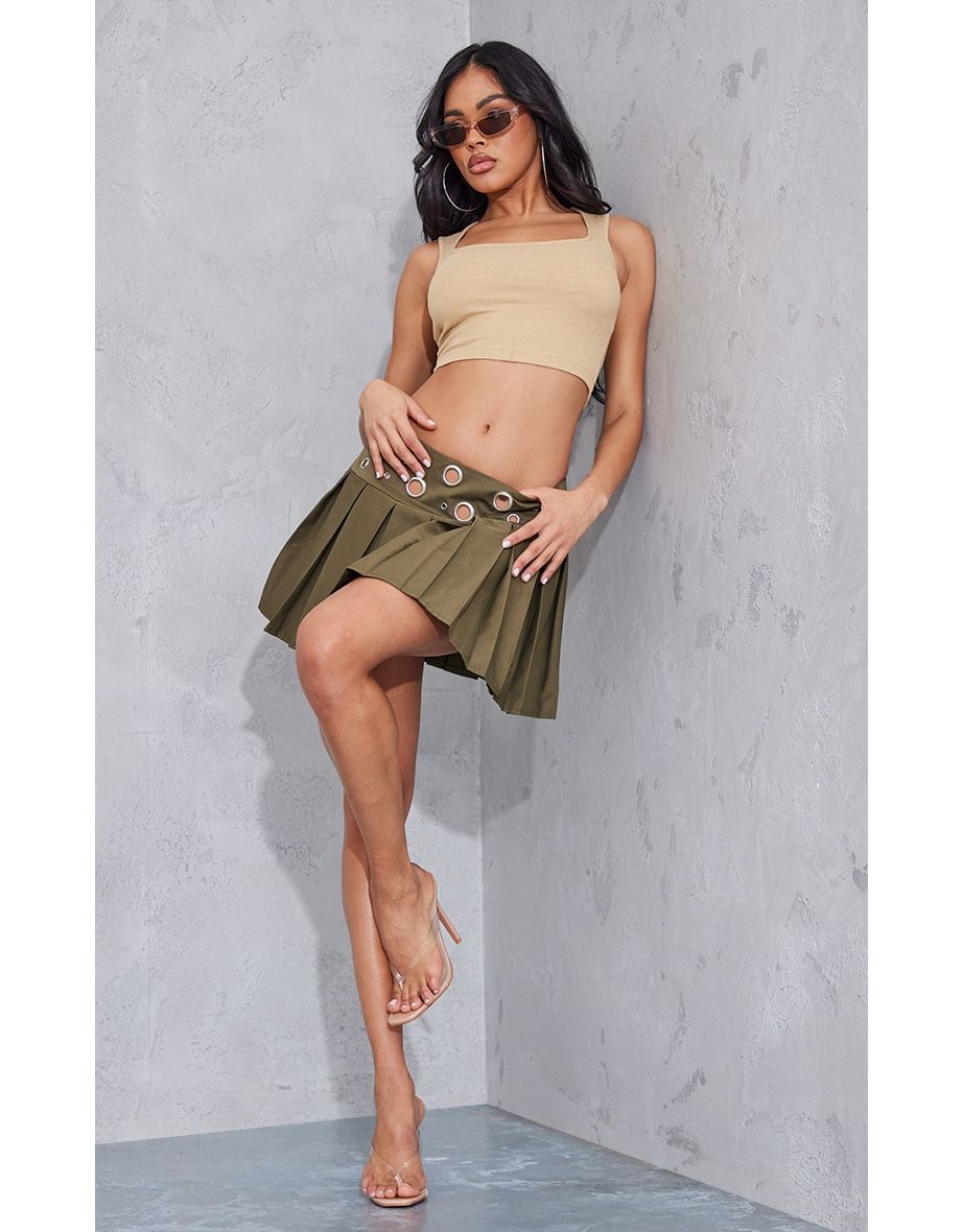 Khaki eyelet skirt sale