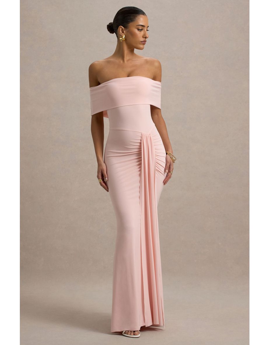 Delma | Pink Bardot Wrap Maxi Dress