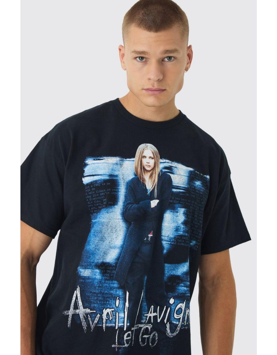 Oversized Avril Lavigne License Print T-Shirt - black - 2