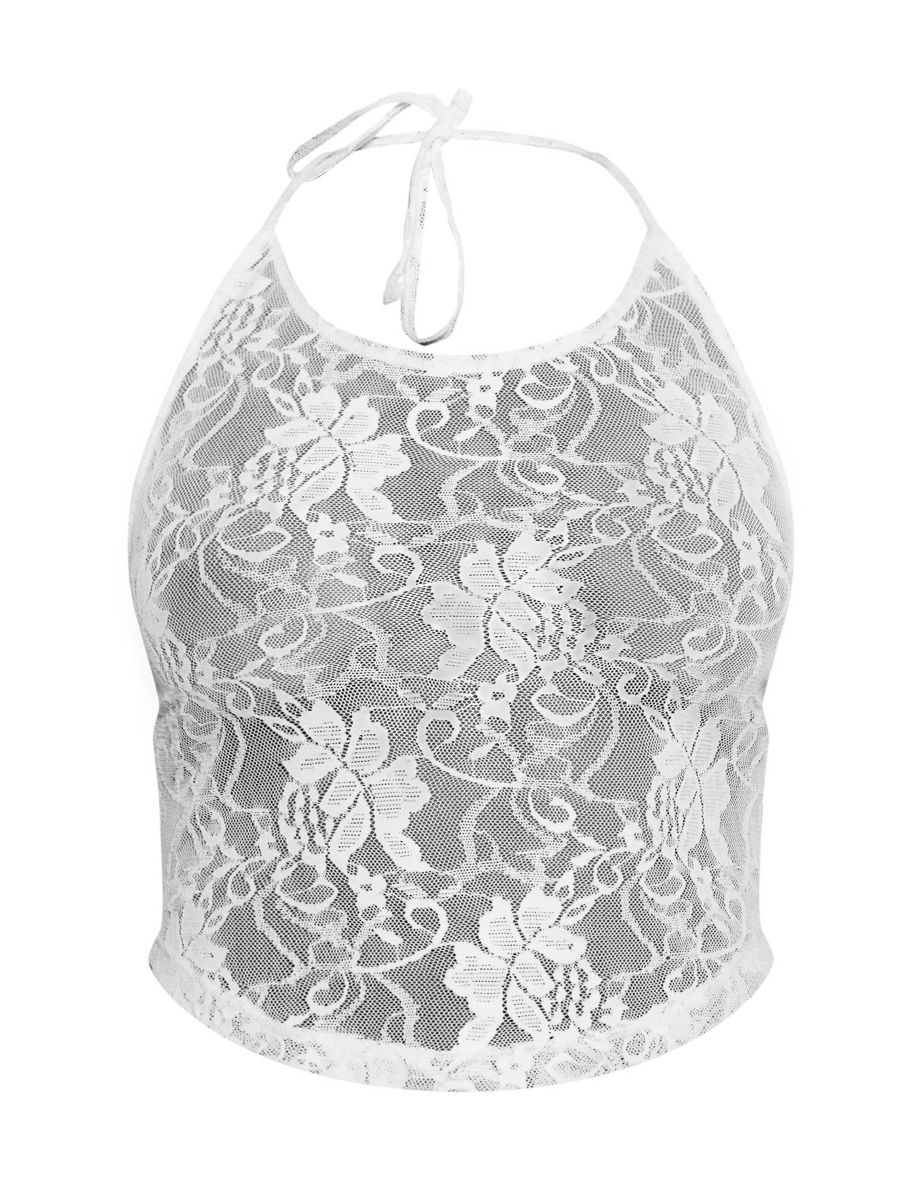 White Lace Halter Top - 1