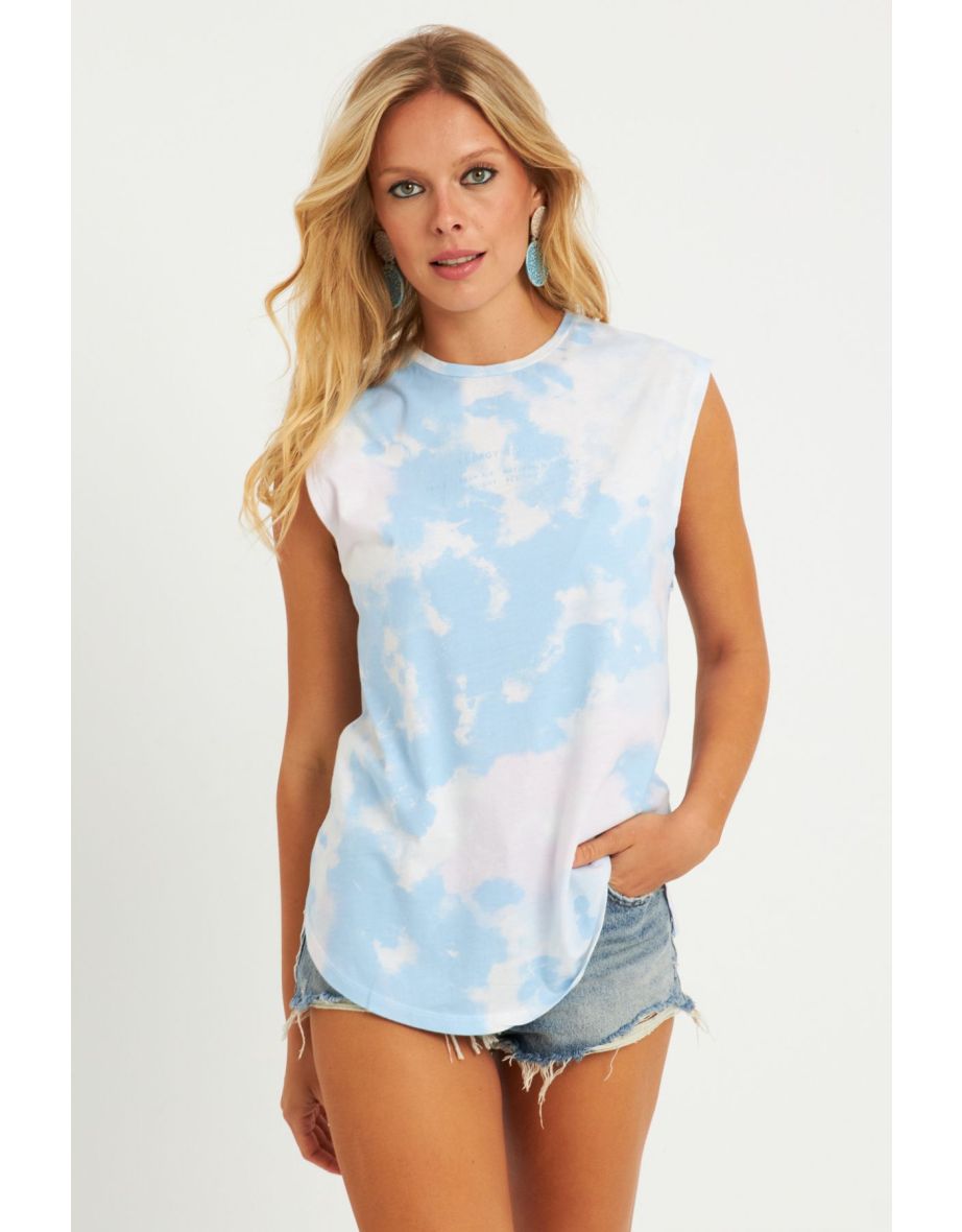 Women's Blue-White Tie-Dye T-Shirt