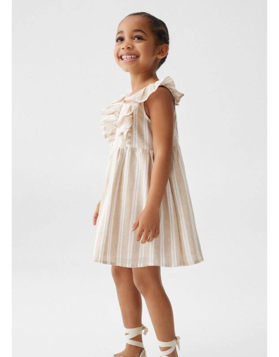 Mango ruffled 2024 linen dress