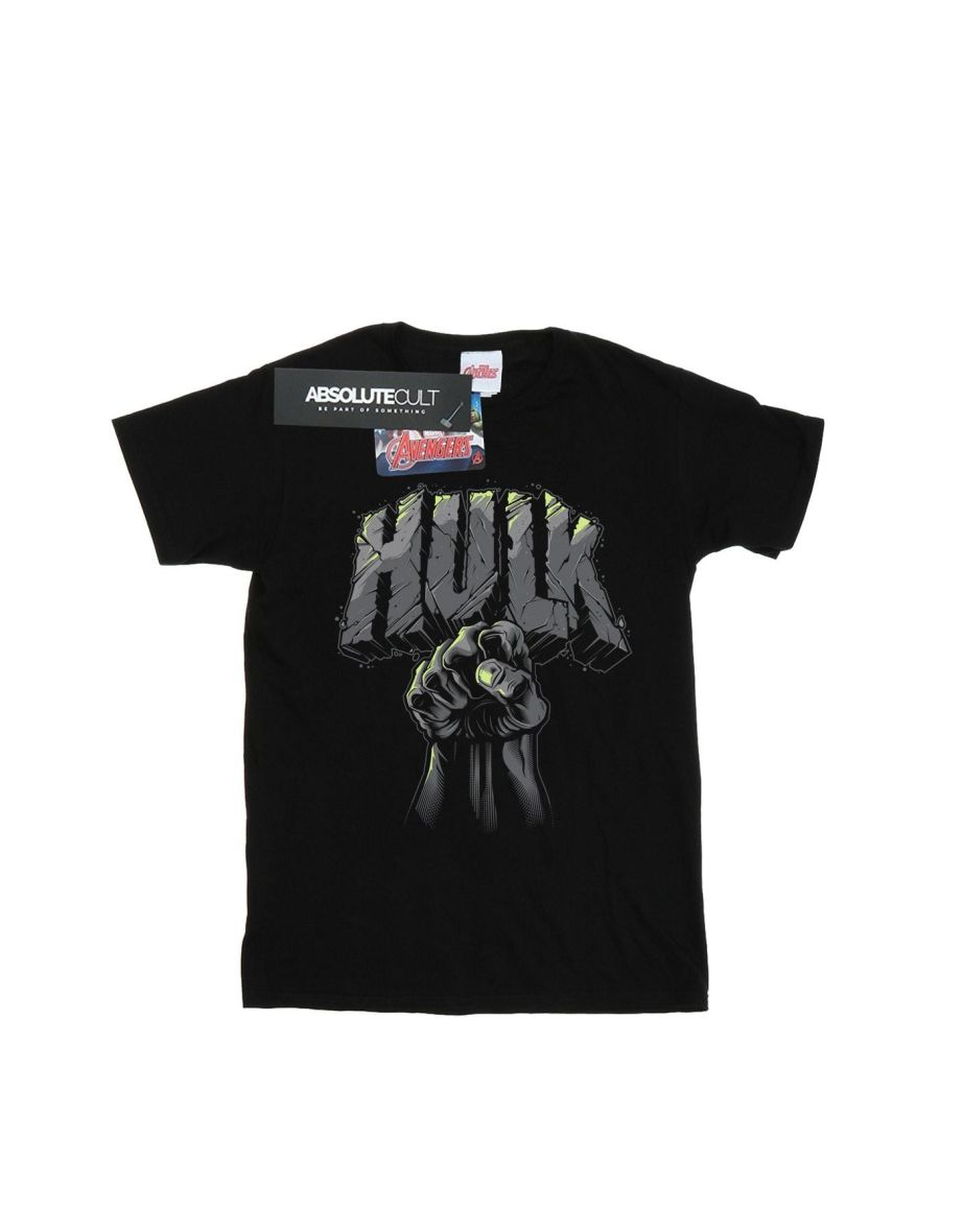 Marvel Mens Hulk Punch Logo T-Shirt - Black
