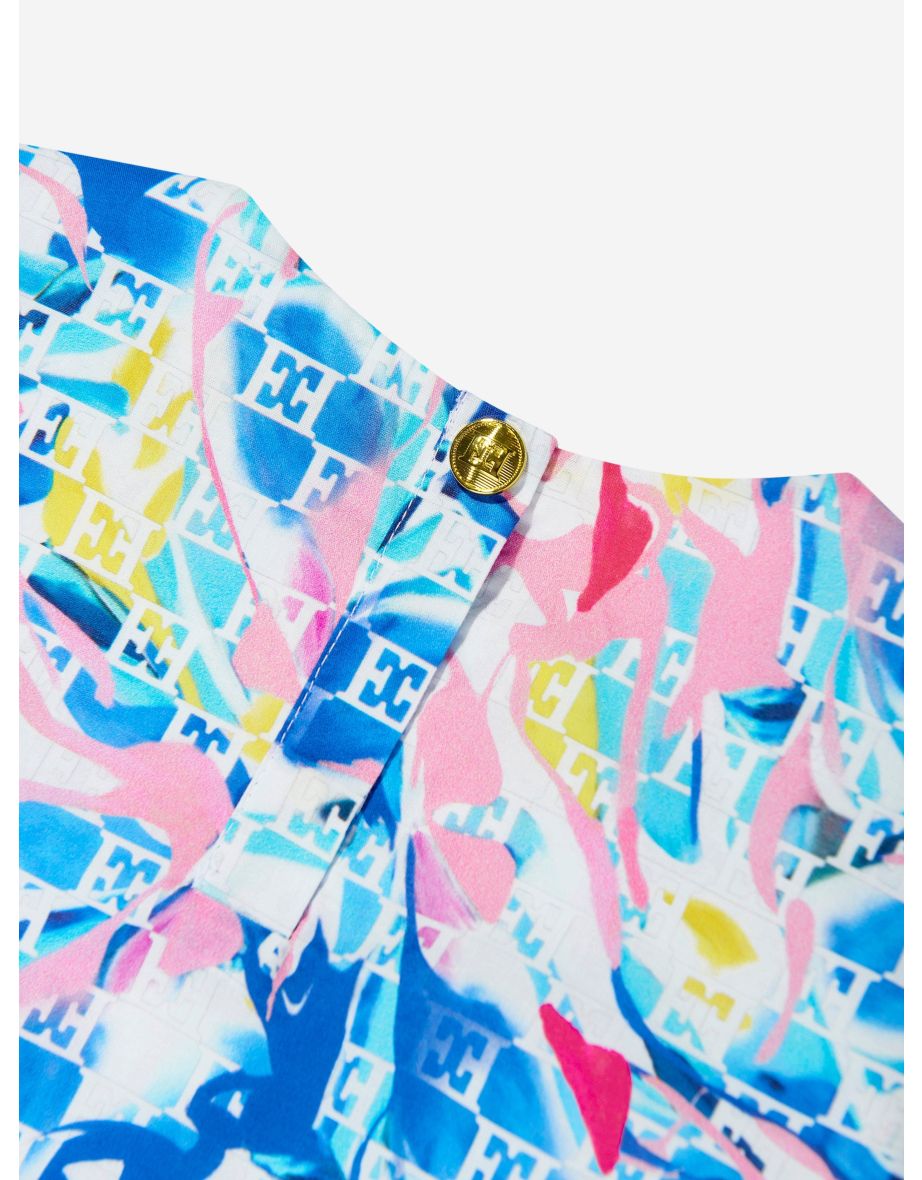 Girls Batiste Printed Dress in Blue - 3