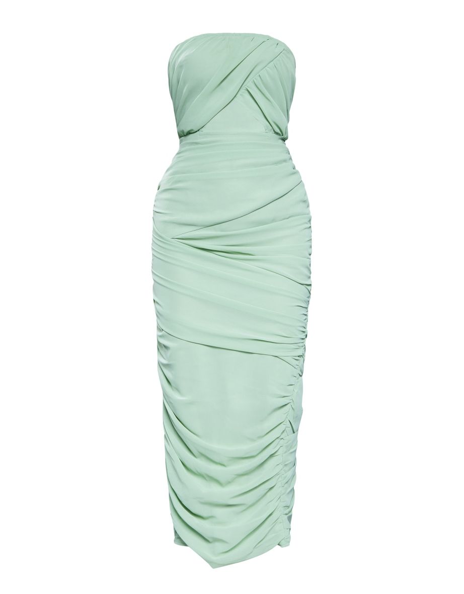 Sage Green Wrap Cut Out Bandeau Midaxi Dress - 4