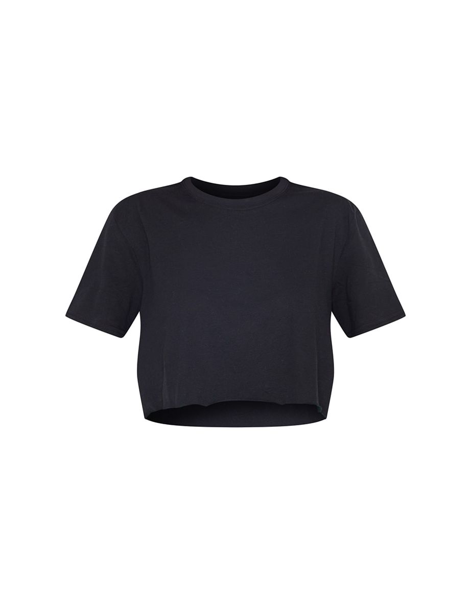Organic Black Oversized Crop T-Shirt - 4