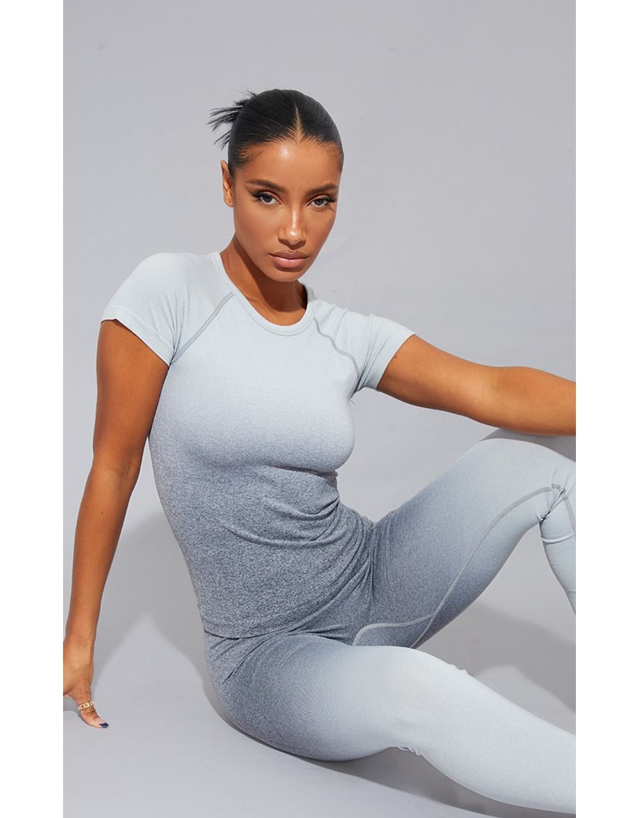 Grey Marl Ombre Gym Seamless T-Shirt