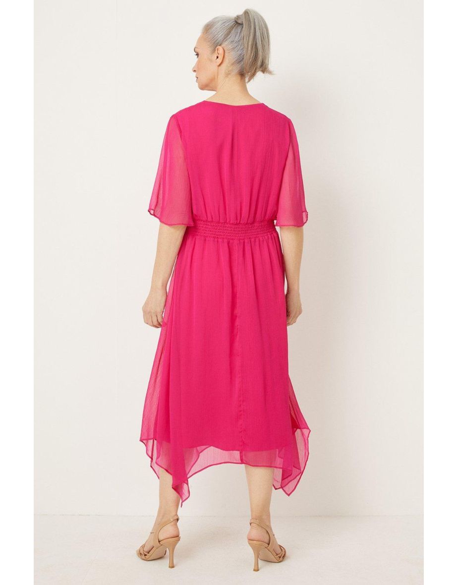Pink Twist Front Hanky Hem Dress - 2