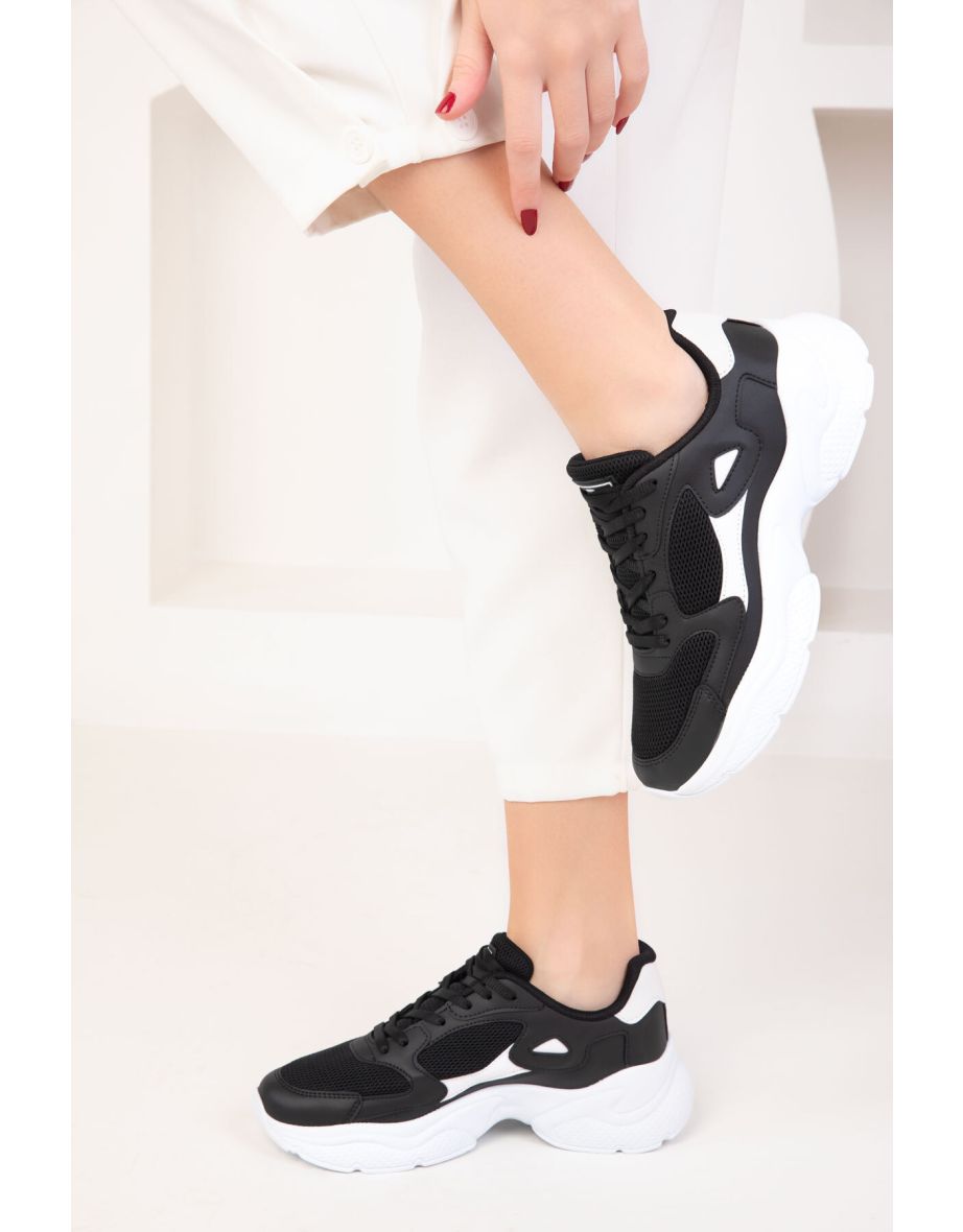 Black and White Women's Sneaker 18147 - 4