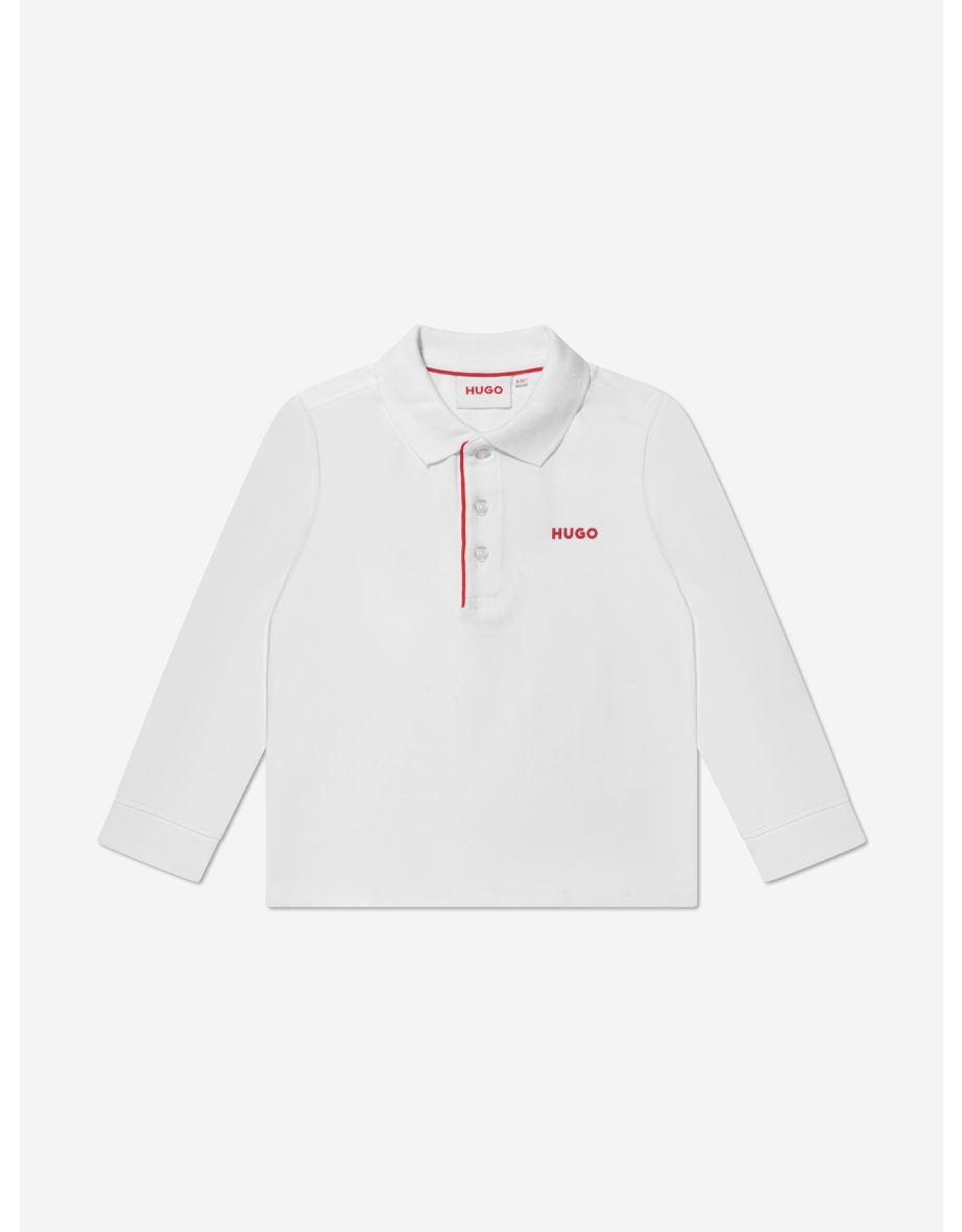 Boys Long Sleeve Polo Shirt in White