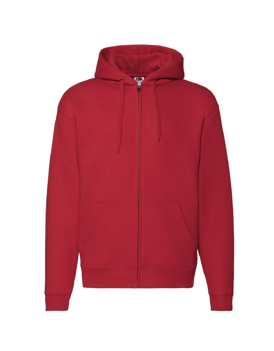 Fruit Of The Loom Mens Zip Through Hooded Sweatshirt / Hoodie - Red