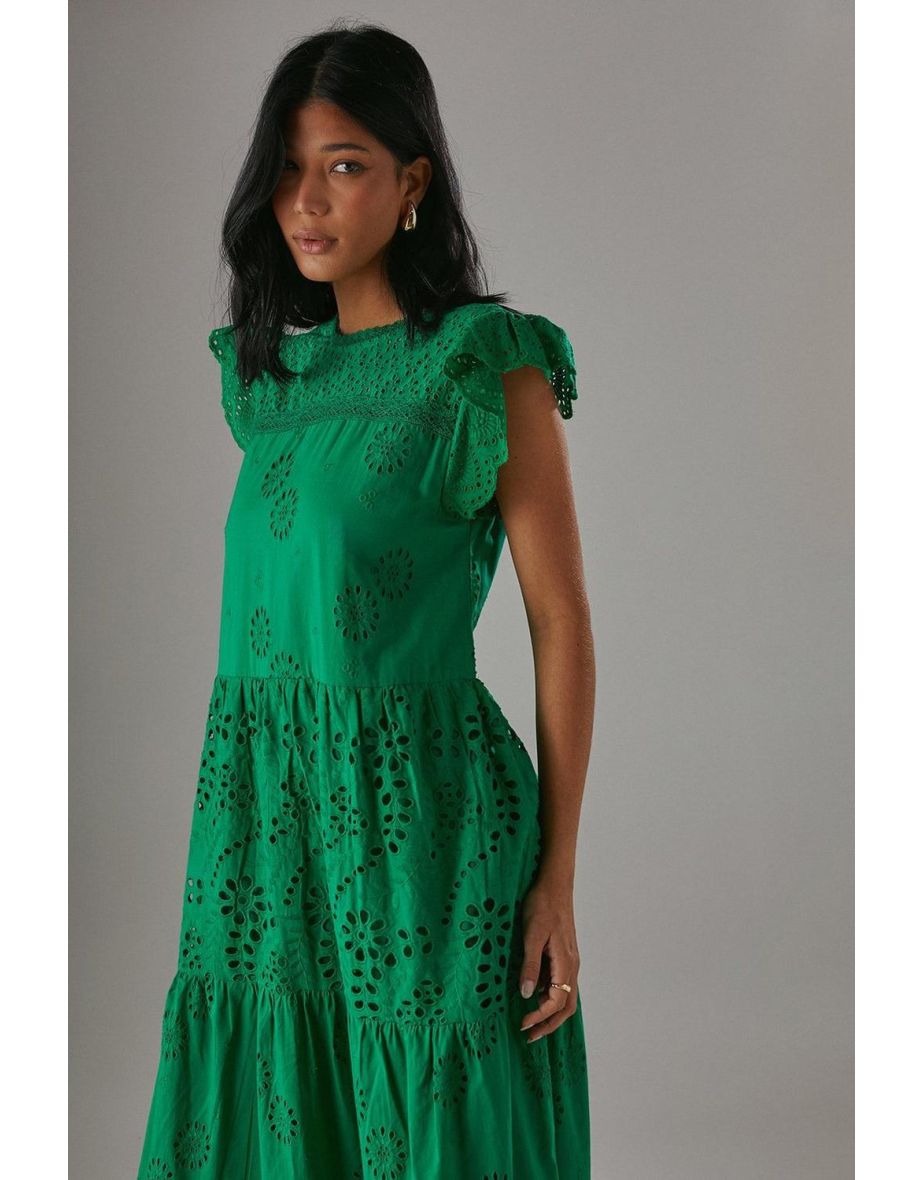 Broderie Mix Tiered Midi Dress - 3