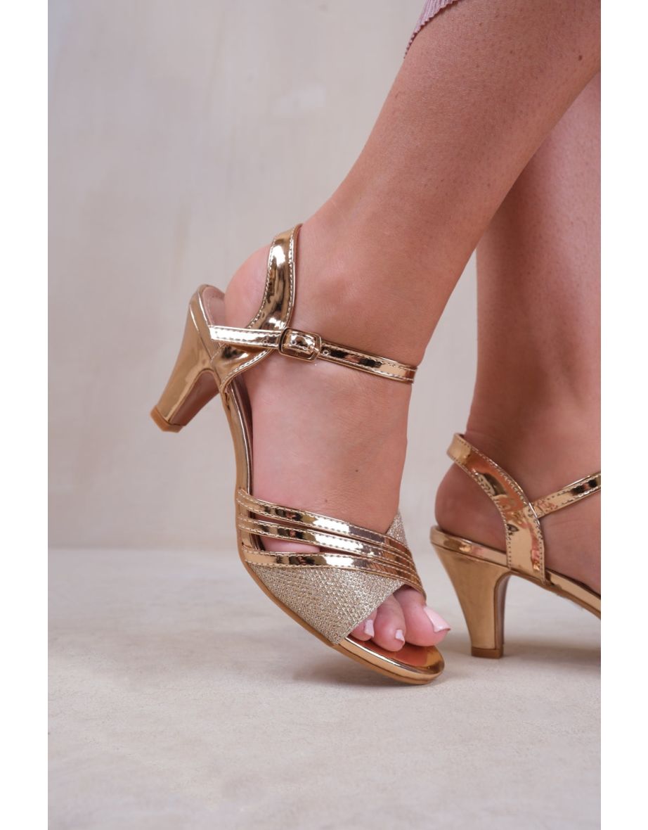 STORMI LOW HEEL SANDALS WITH BUCKLE ANKLE STRAP IN ROSE GOLD - 2