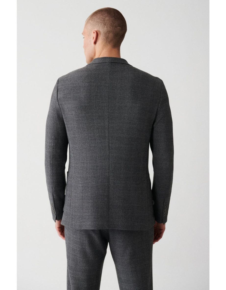Men's Gray 360 Degree Flexible Double Slit Unlined Blazer - 4