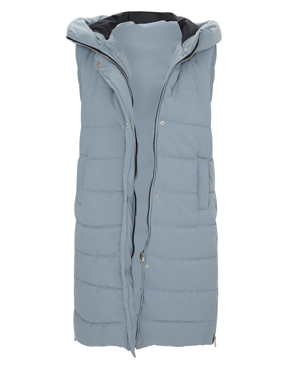 Grey Panel Padded Longline Gilet - 4