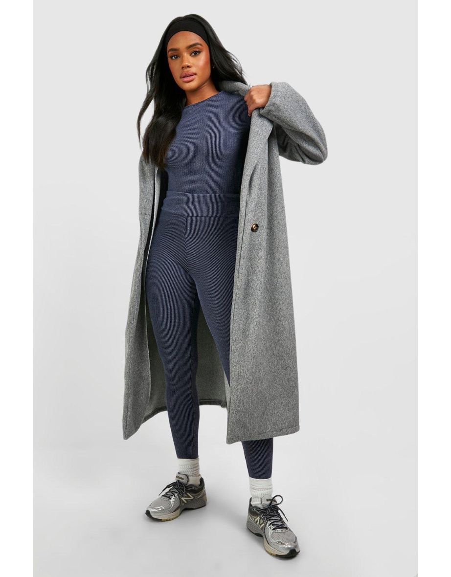 Two Tone Rib Deep Waistband Legging