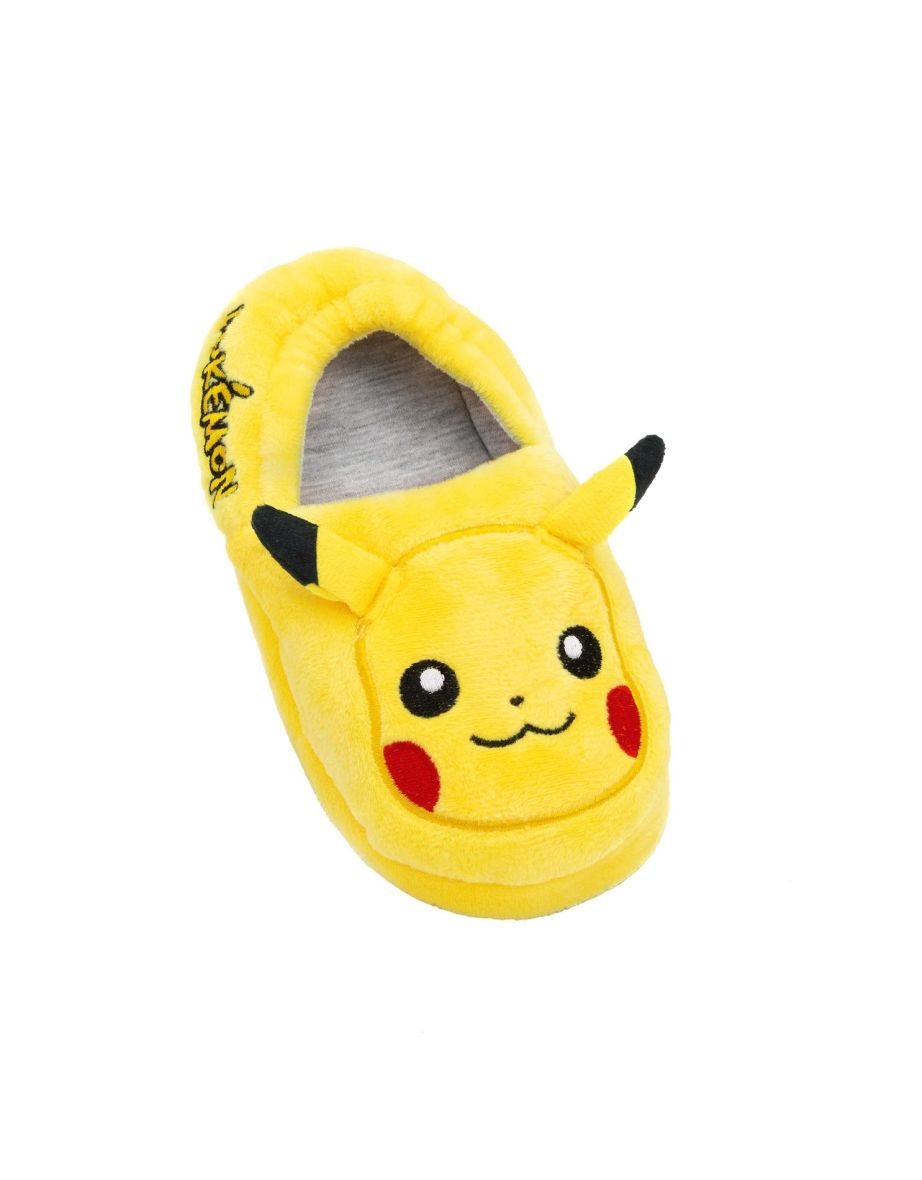 Pokemon Childrens/Kids Pikachu 3D Slippers - Yellow/Heather Grey/Black