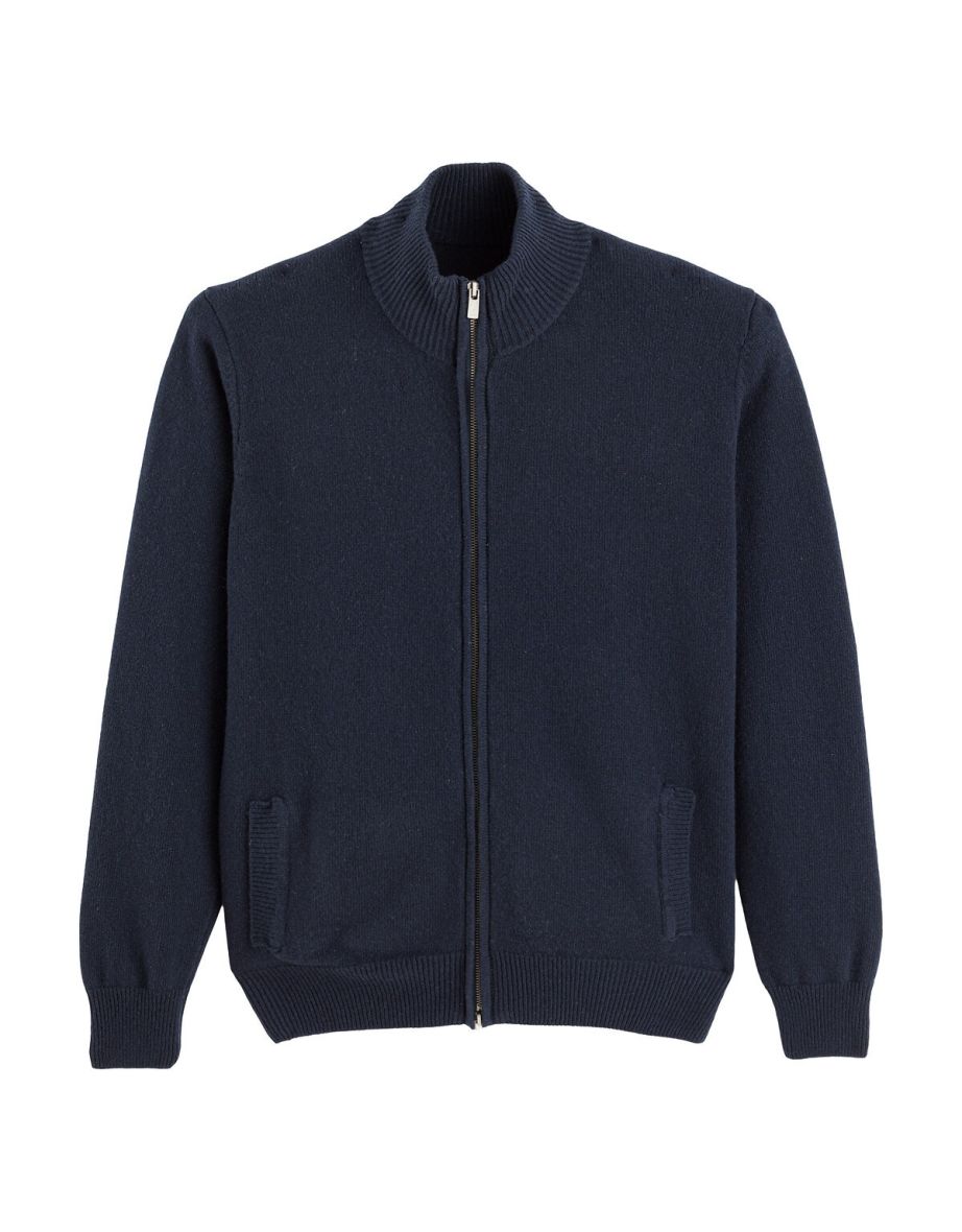 Lambswool Zip-Up Cardigan - 4