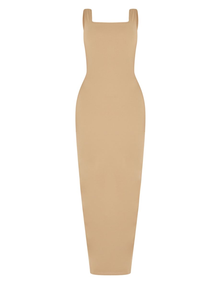 Shape Khaki Built In Bra Sculpt Square Neck Maxi Dress - 4