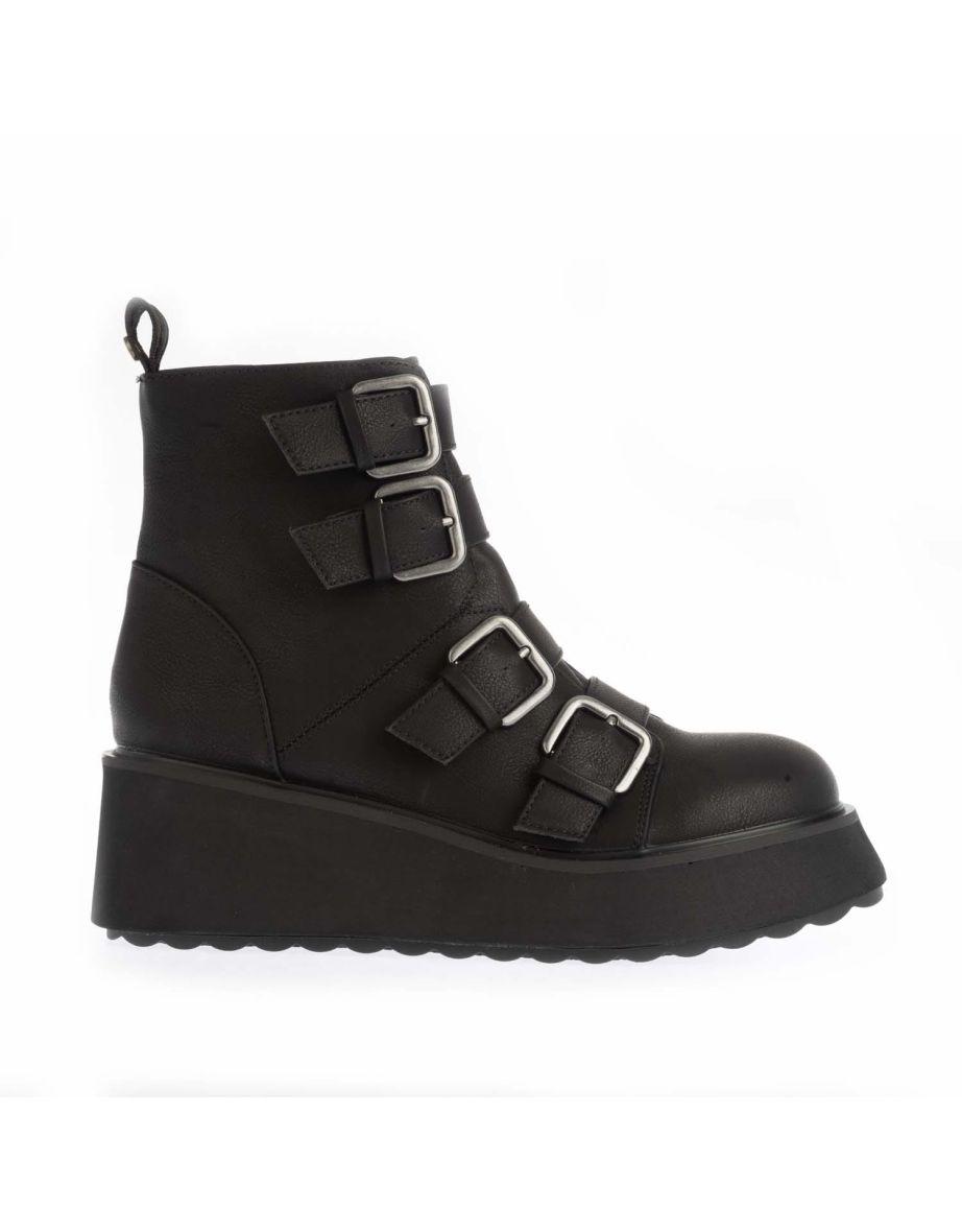 Women's Rocket Dog Heather Platform Buckle Boots in Black
