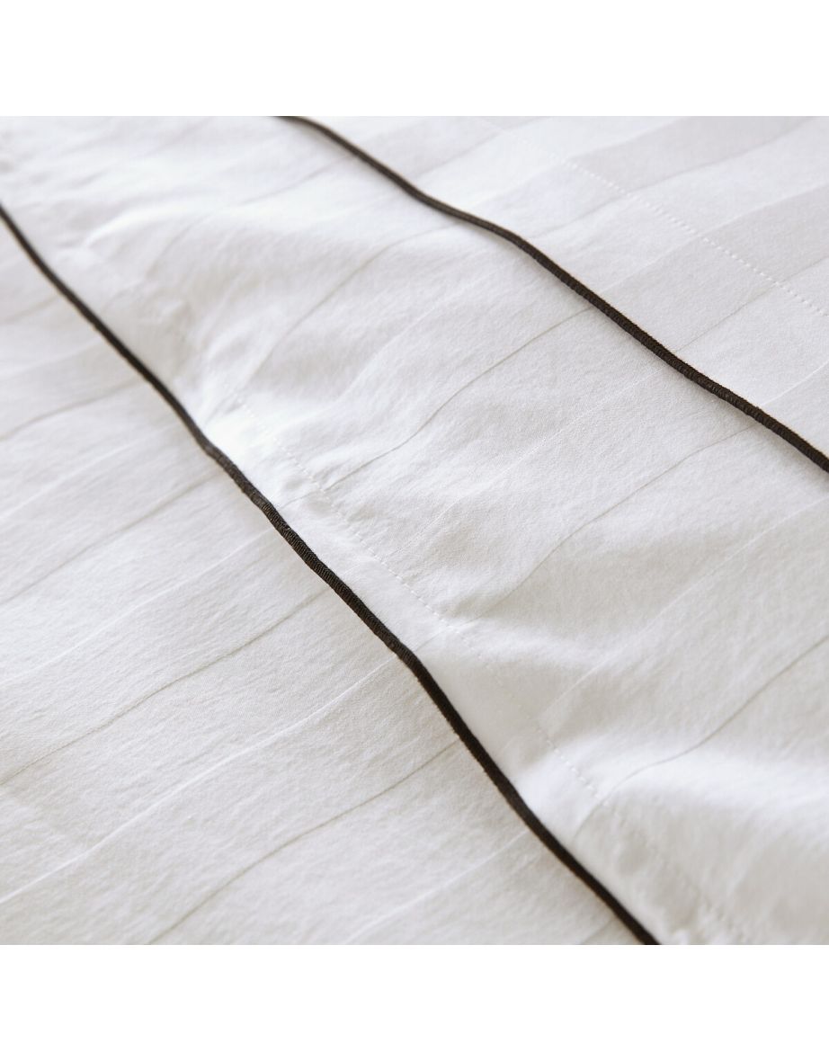 Victor Striped 100% Washed Cotton Satin 300 Thread Count Flat Sheet - 5