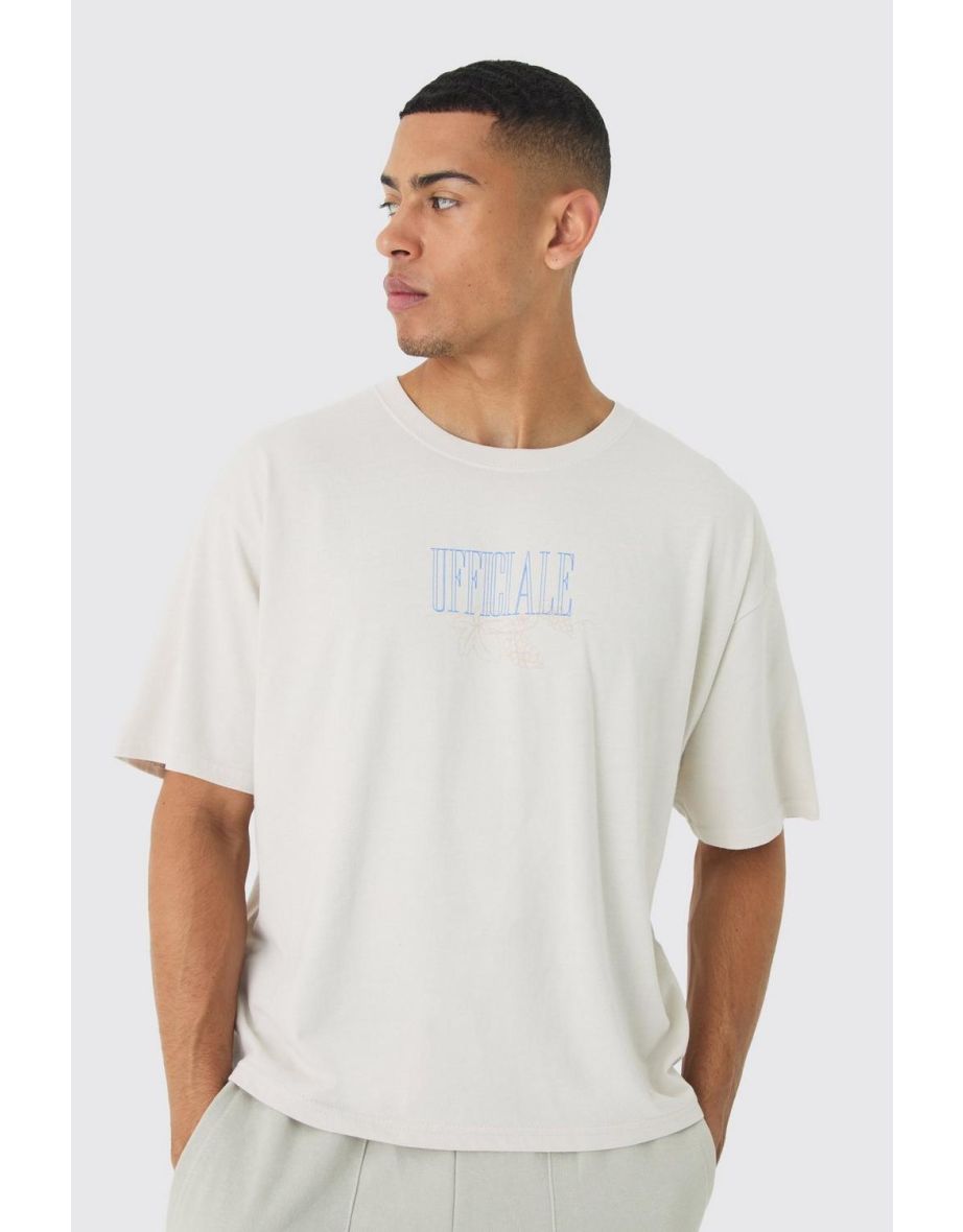 Oversized Boxy Vino Wash Print T-Shirt - ecru - 2