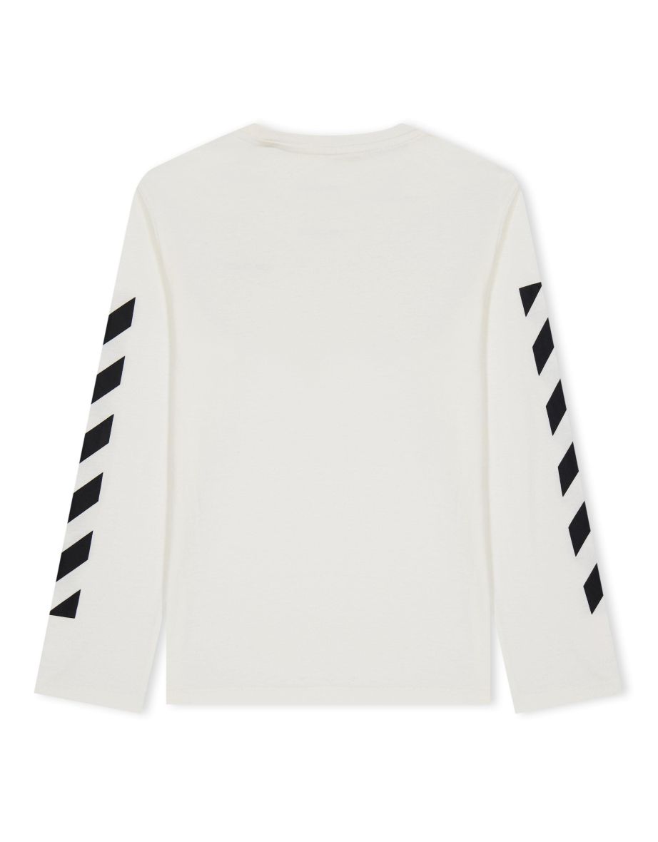 Boy's Off White Juniors Helvetica Long Sleeve T-Shirt in White - 1