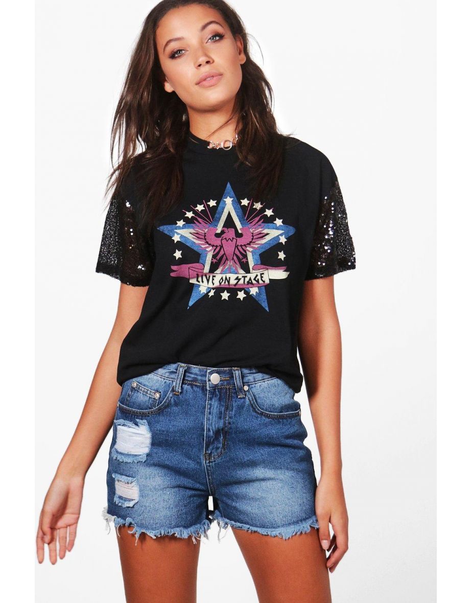 Tall Suri Distressed Frayed Denim Shorts - Mid Blue