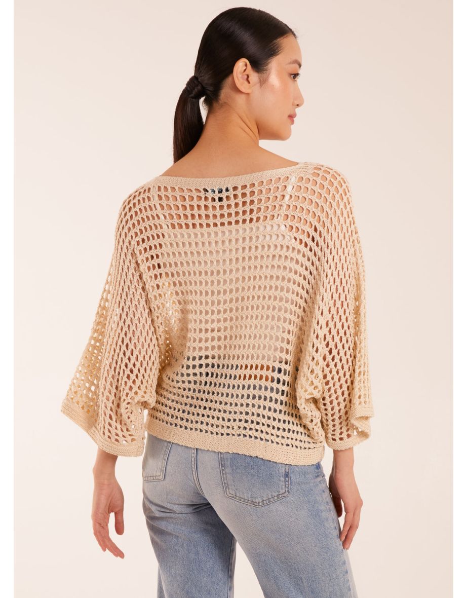 Round Neck Crochet Net Top - 4
