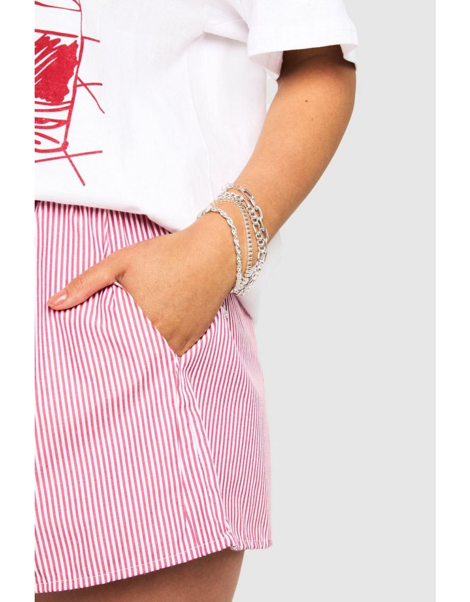5 Pack Silver Layered Bracelets - silver
