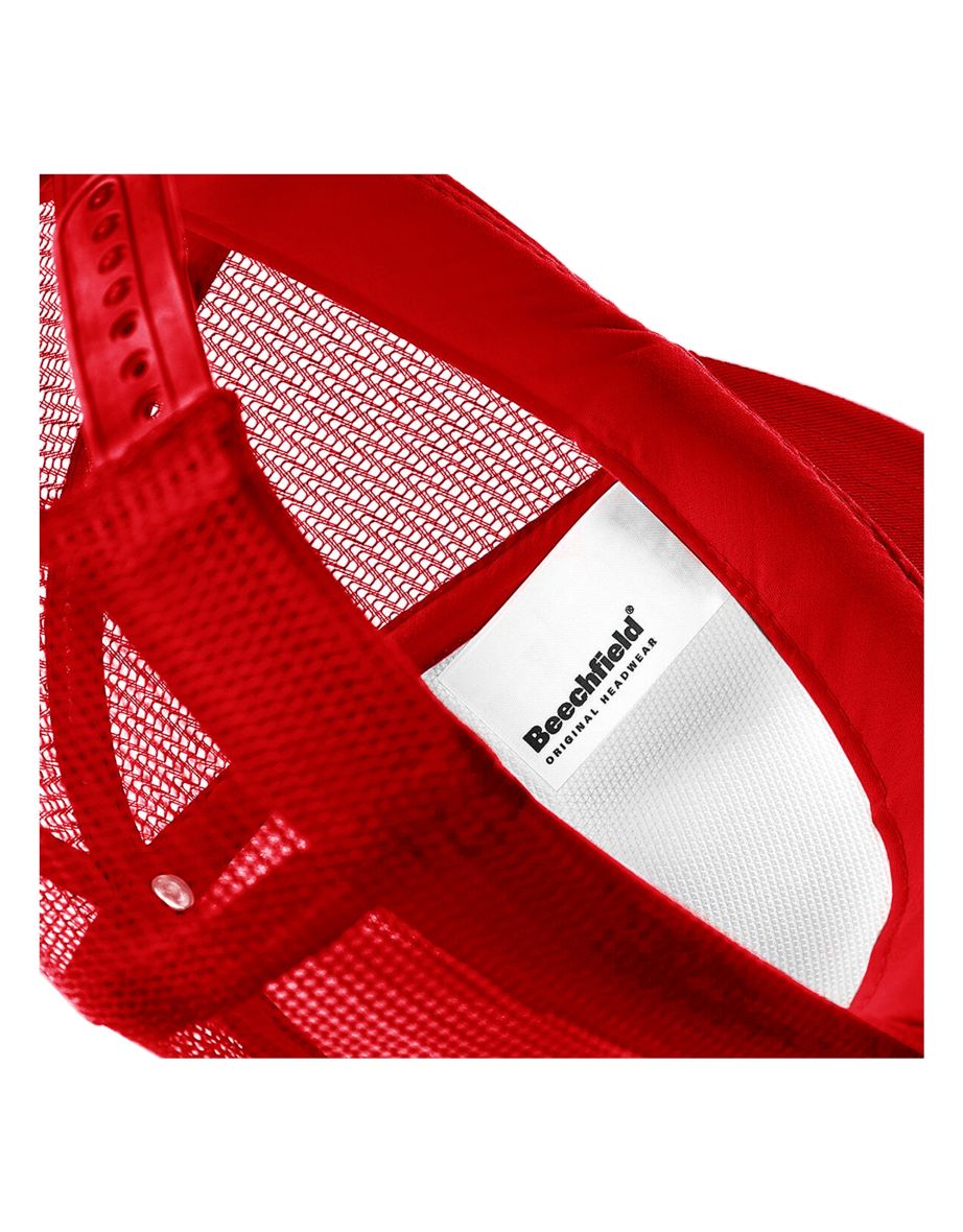 Beechfield Vintage Plain Snap-Back Trucker Cap - Classic Red/White - 2
