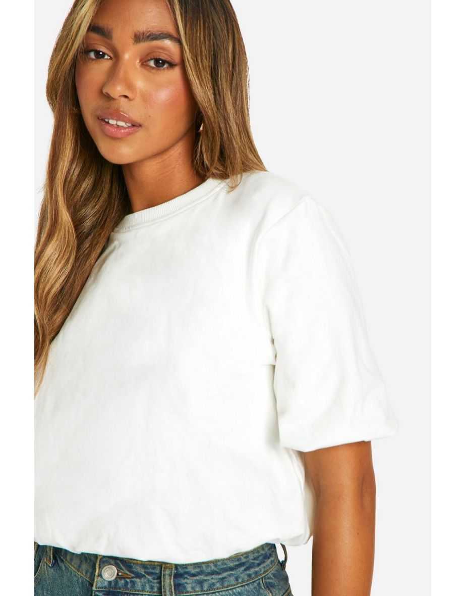 Cotton Bubble Hem Tshirt - white - 3