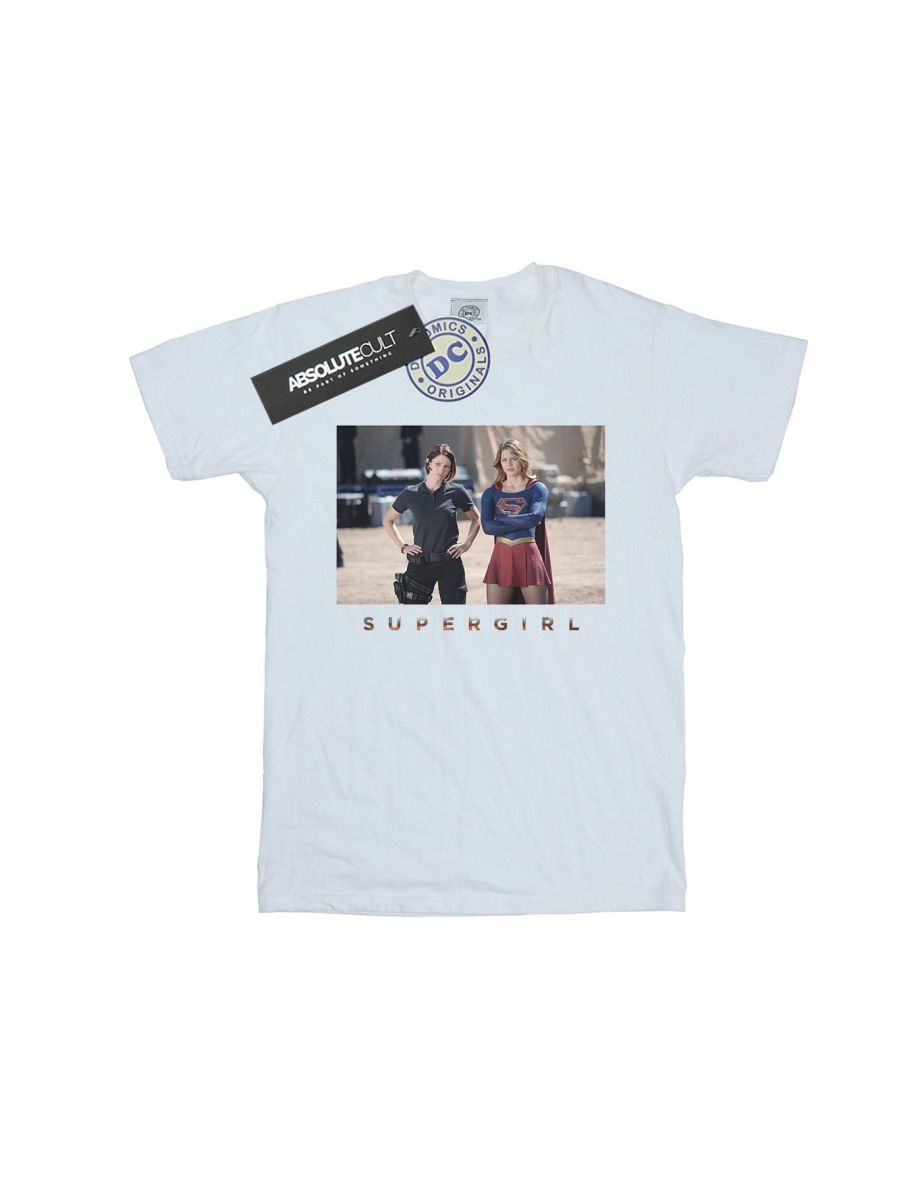 DC Comics Girls Supergirl TV Series Sisters Photograph Cotton T-Shirt - White