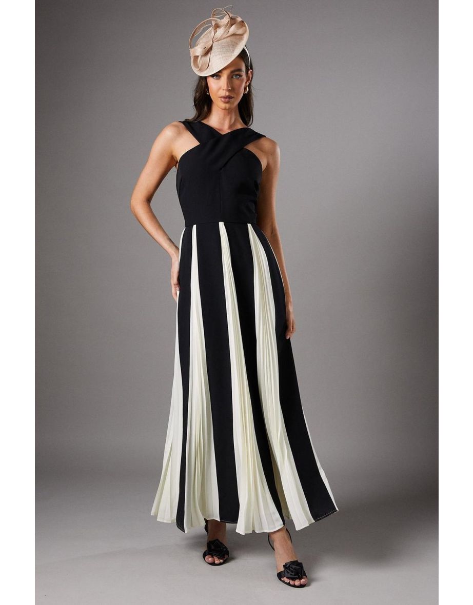Cross Front Pleat Panelled Maxi Dress - 3