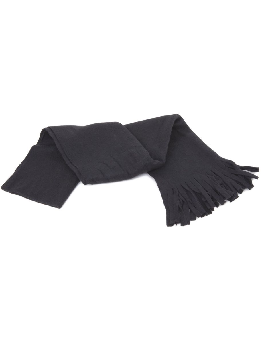 FLOSO Ladies/Womens Plain Thermal Fleece Winter/Ski Scarf With Fringe - Charcoal