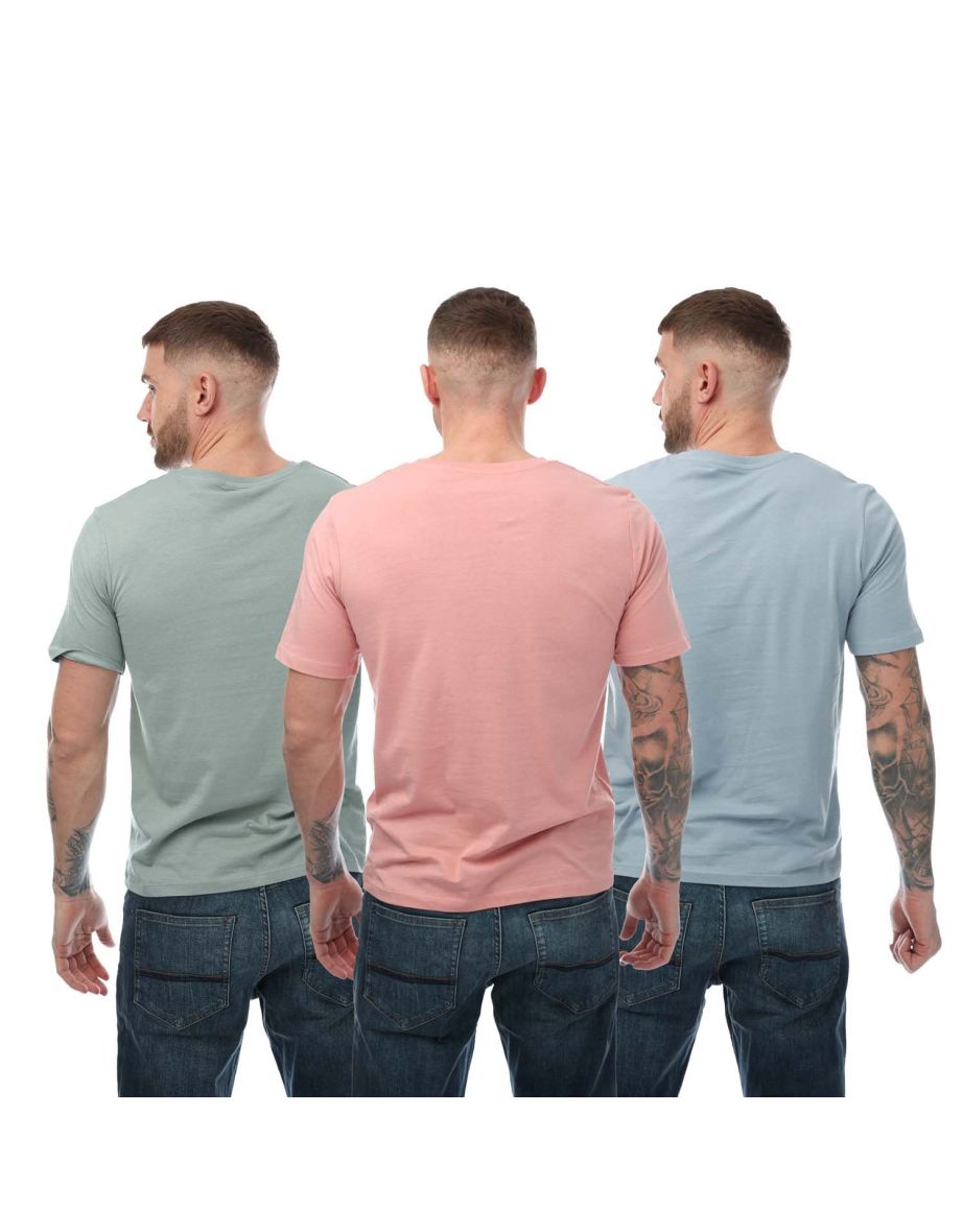 Men's Jack Jones JXJ 3 Pack Crew T-Shirts in Blue - 4