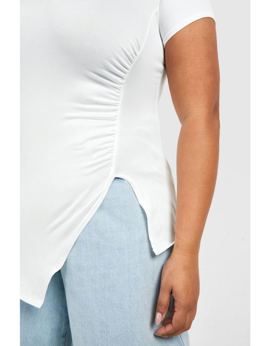 Plus Super Soft Asymmetric Hem T-shirt - white - 3