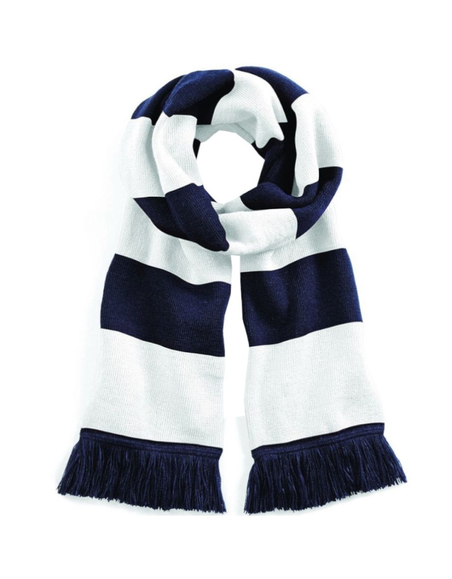 Beechfield Varsity Unisex Winter Scarf (Double Layer Knit) - French Navy /White