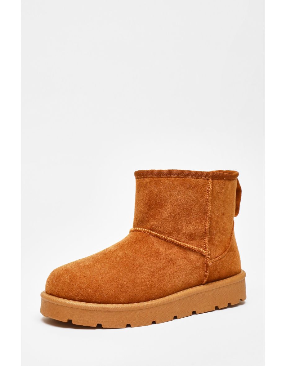 Tan Faux Suede Ankle Boots