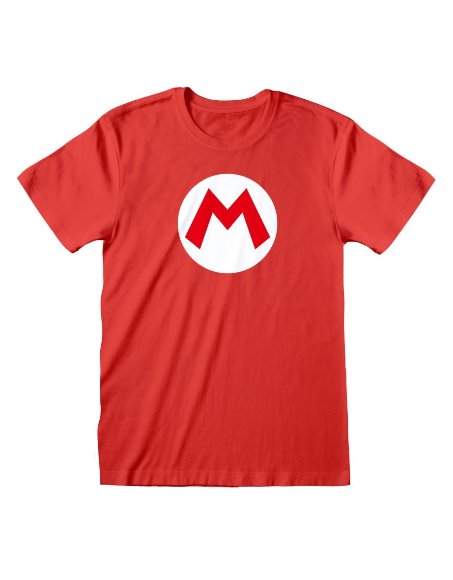 Super Mario Unisex Adult Logo T-Shirt - Red/White