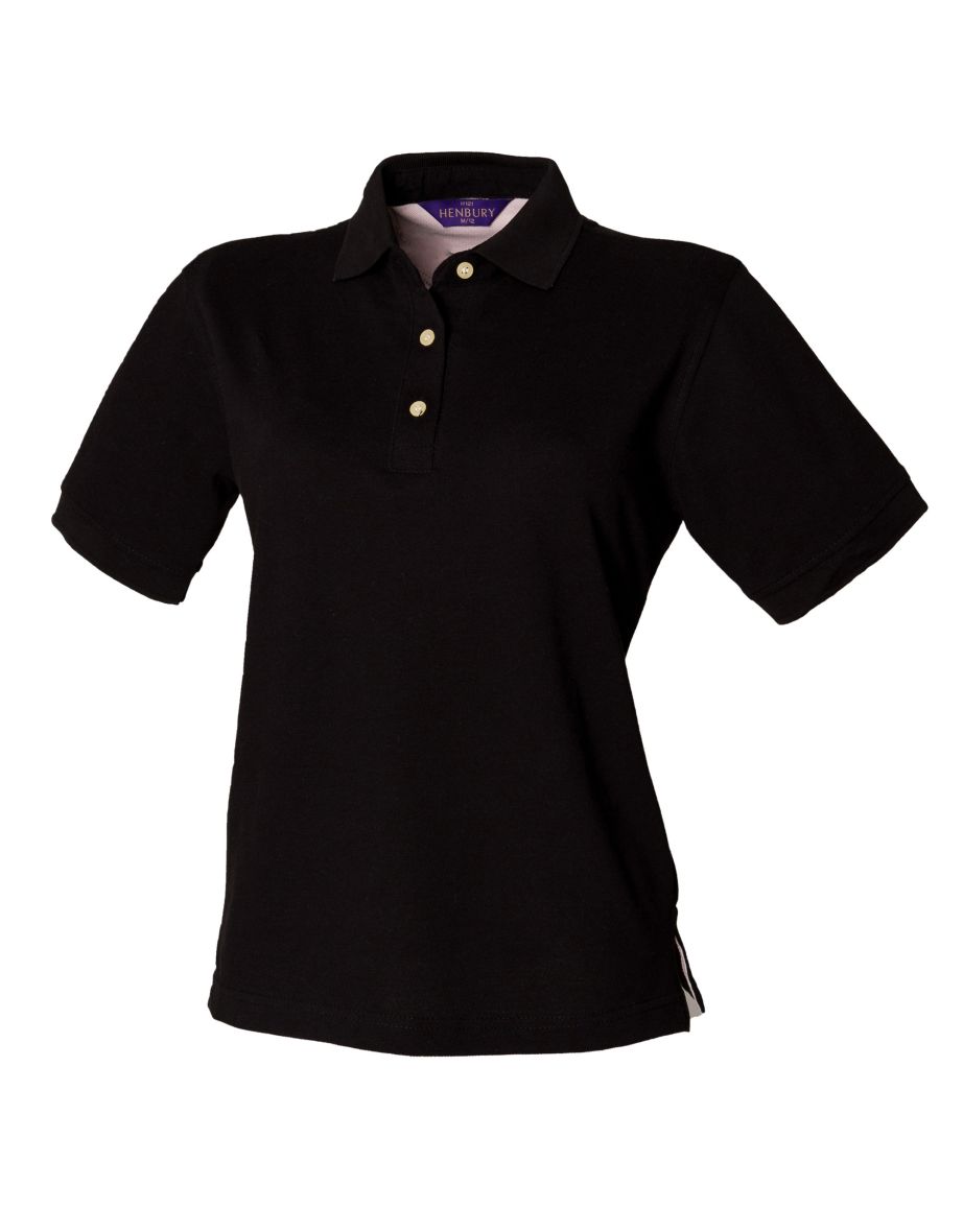 Henbury Womens/Ladies Classic Polo Shirt - Black