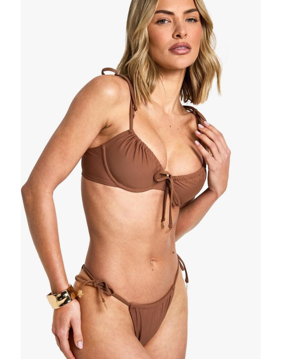 Hamsa Hand Tie Shoulder Underwired Bikini Top