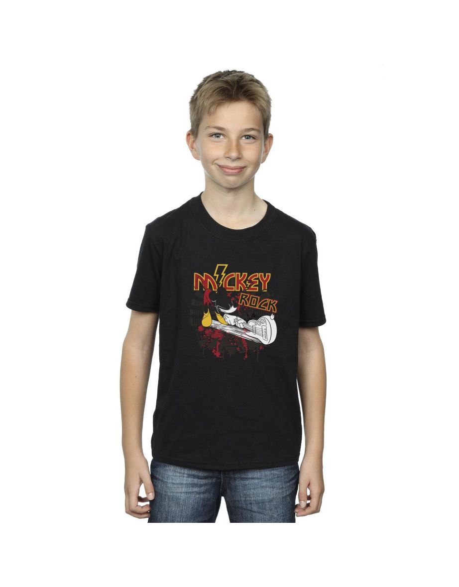 Disney Boys Mickey Mouse Smash Guitar Rock T-Shirt - Black