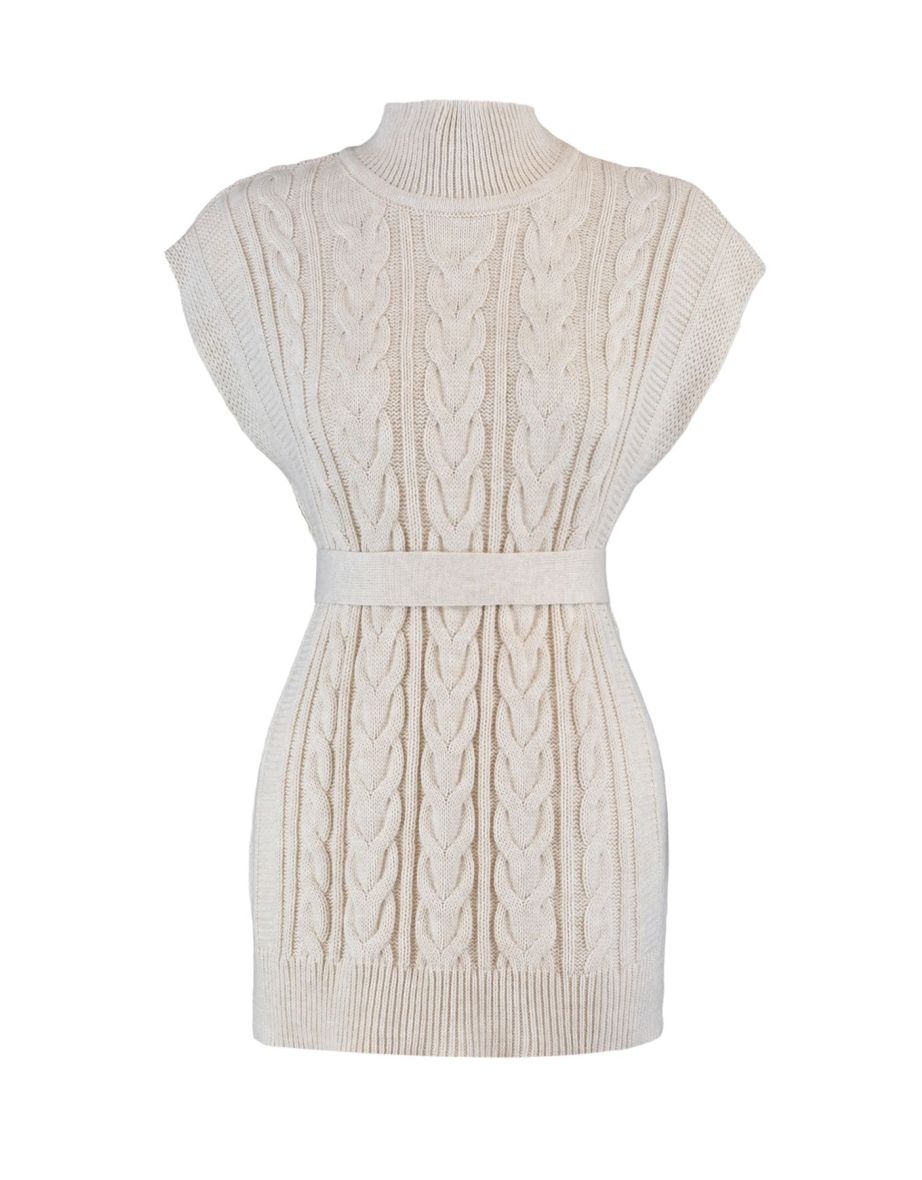 Stone Wide Fit Woolen Belt Knitwear Sweater - 7