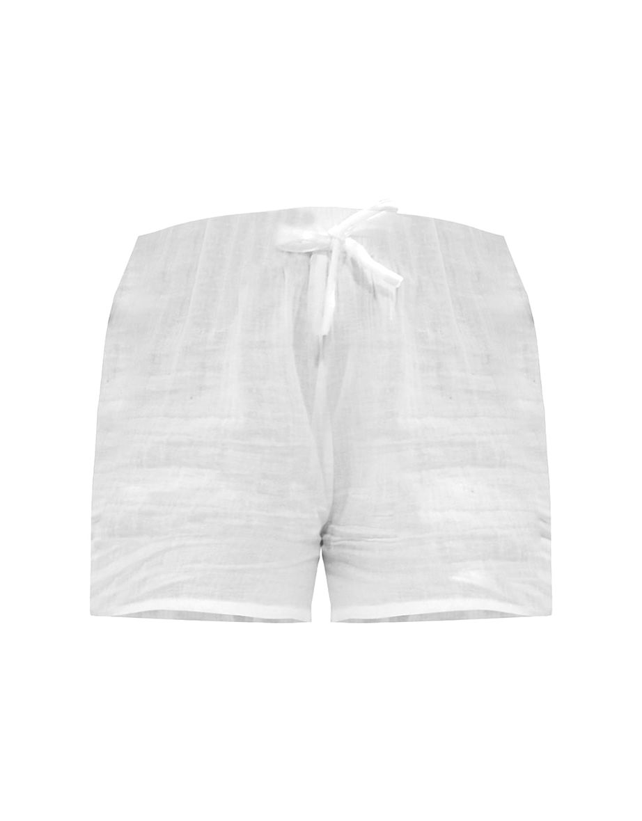 White Linen Look Oversized Floaty Shorts - 5