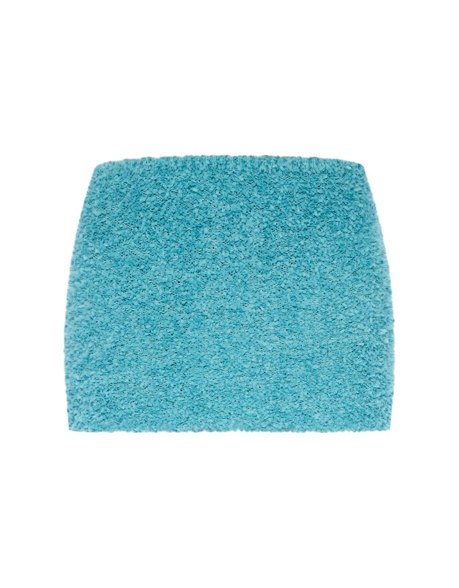 Teal Fuzzy Knit Low Rise Mini Skirt - 5