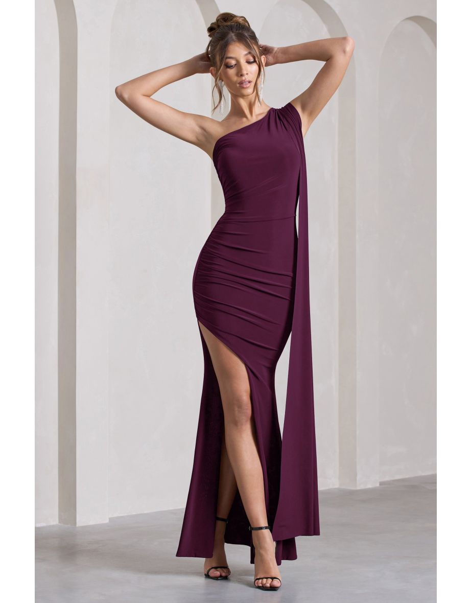 Adelaide | Plum Asymmetric Sleeveless Split Maxi Dress - 4