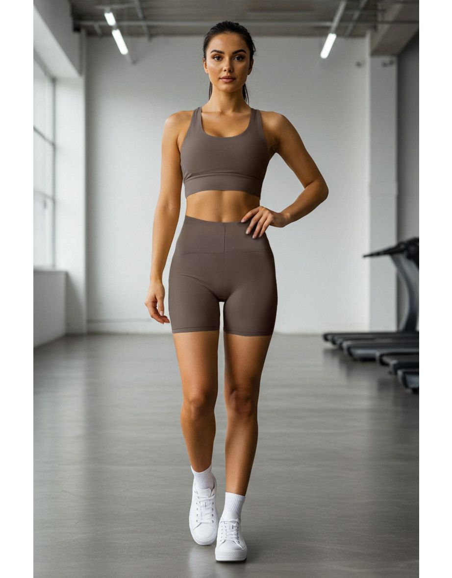 Sports Leggings - Brown - High Waist