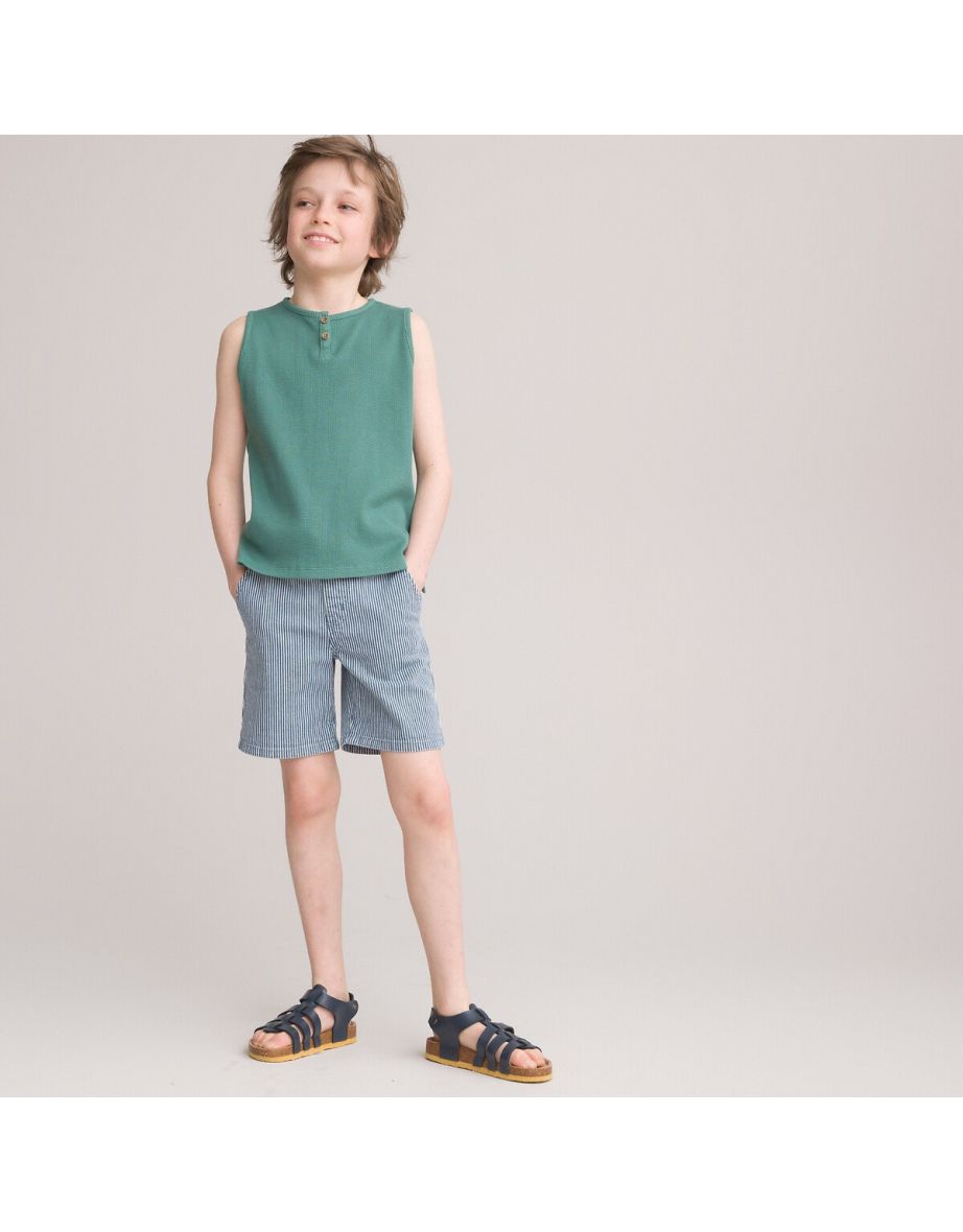 Organic Cotton Vest Top with Grandad Collar
