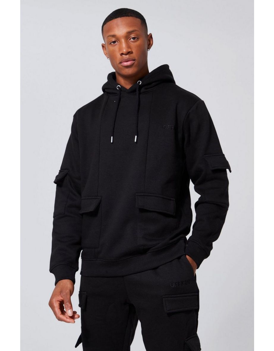 Official Man Cargo Hooded Panelled Tracksuit - black - 2